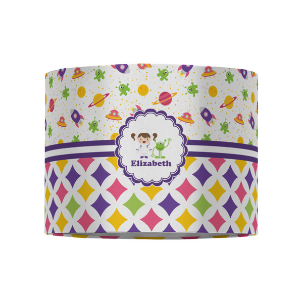 Girl's Space & Geometric Print 8" Drum Lampshade - FRONT (Fabric)