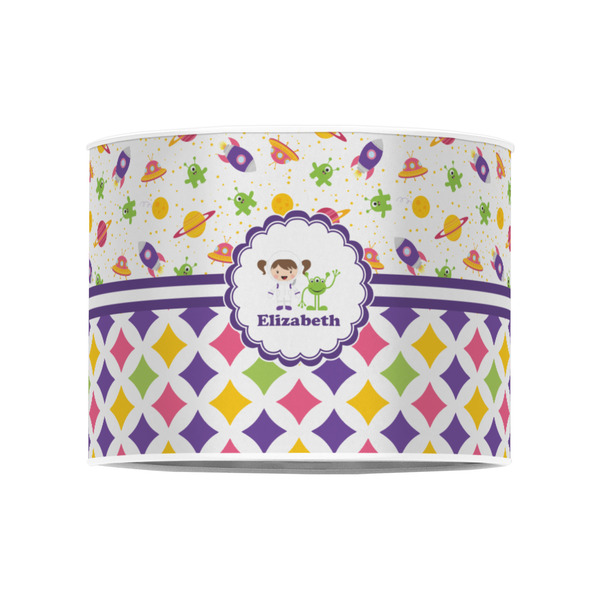 Girl's Space & Geometric Print 8" Drum Lampshade - FRONT (Poly Film)