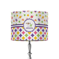 Girl's Space & Geometric Print 8" Drum Lamp Shade - Fabric (Personalized)