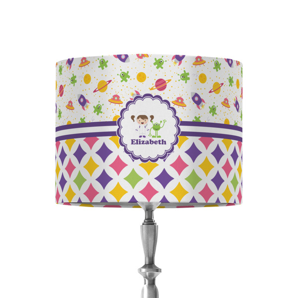Custom Girl's Space & Geometric Print 8" Drum Lamp Shade - Fabric (Personalized)