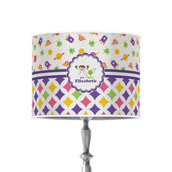 Girl's Space & Geometric Print 8" Drum Lamp Shade - Poly-film (Personalized)