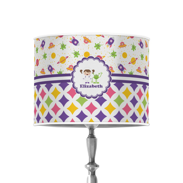 Girl's Space & Geometric Print 8" Drum Lampshade - ON STAND (Poly Film)
