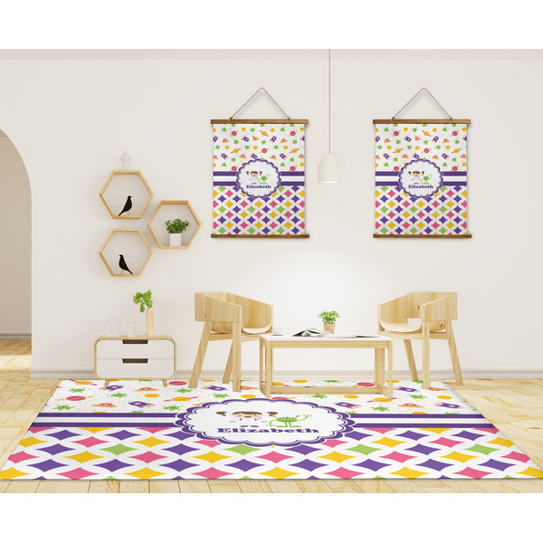 Girl's Space & Geometric Print 8'x10' Indoor Area Rugs - IN CONTEXT