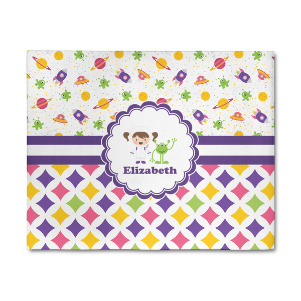 Custom Girl's Space & Geometric Print 8' x 10' Indoor Area Rug (Personalized)