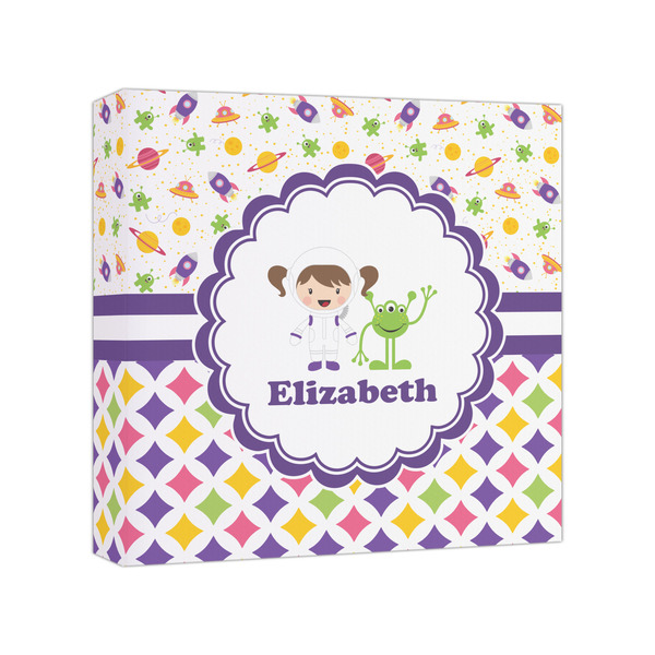 Custom Girl's Space & Geometric Print Canvas Print - 8x8 (Personalized)