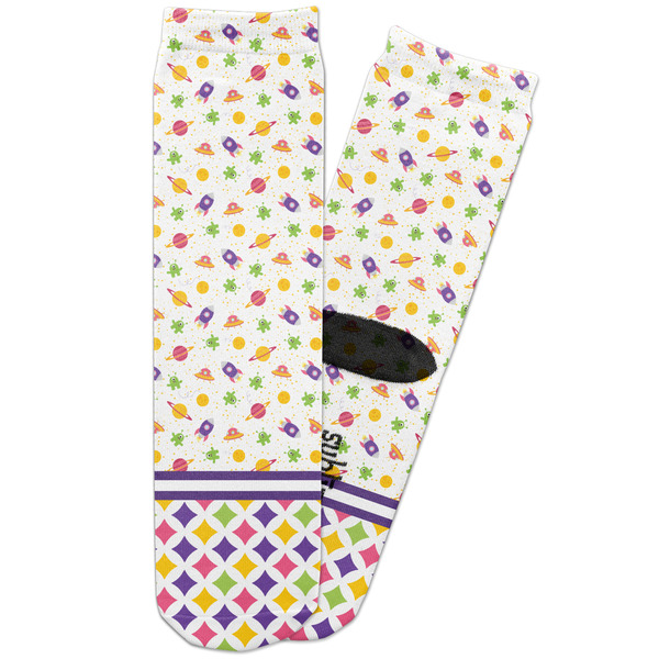 Custom Girl's Space & Geometric Print Adult Crew Socks
