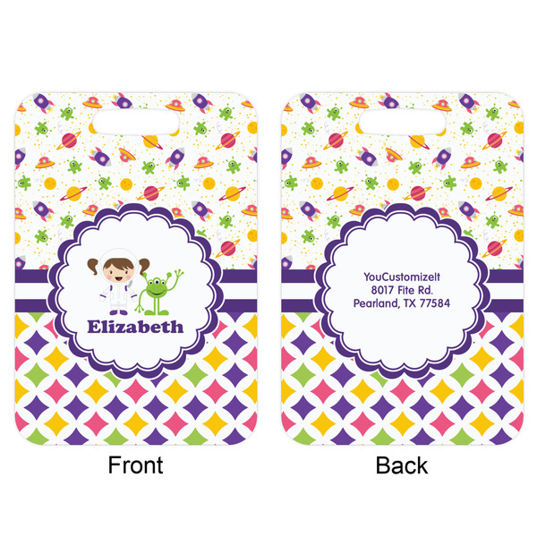 Girl's Space & Geometric Print Aluminum Luggage Tag (Front + Back)