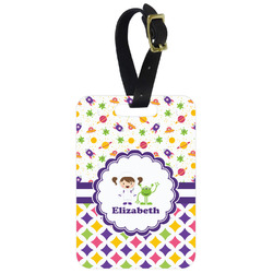 Girl's Space & Geometric Print Metal Luggage Tag w/ Name or Text