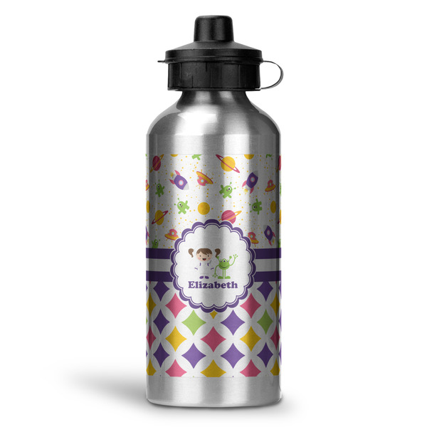 Custom Girl's Space & Geometric Print Water Bottles - 20 oz - Aluminum (Personalized)