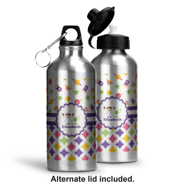 Girl's Space & Geometric Print Aluminum Water Bottle - Alternate lid options