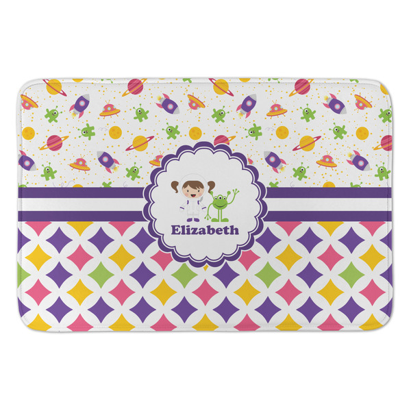 Custom Girl's Space & Geometric Print Anti-Fatigue Kitchen Mat (Personalized)