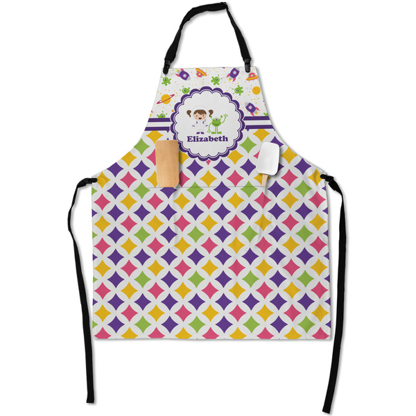 Girl's Space & Geometric Print Apron - Flat with Props (MAIN)