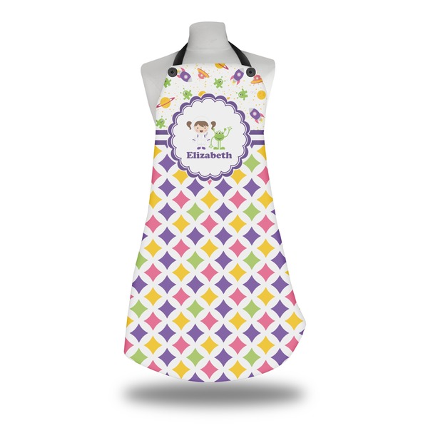Custom Girl's Space & Geometric Print Apron w/ Name or Text