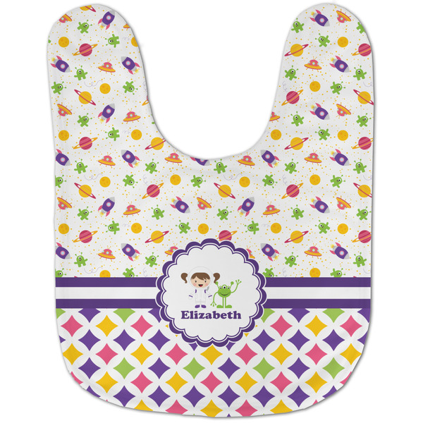 Girl's Space & Geometric Print Baby Bib - AFT flat