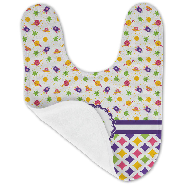 Girl's Space & Geometric Print Baby Bib - AFT folded