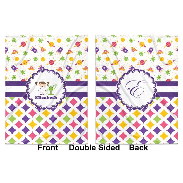 Girl's Space & Geometric Print Baby Blanket (Double Sided - Printed Front and Back)