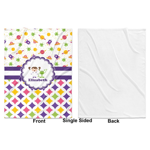 Girl's Space & Geometric Print Baby Blanket (Single Side - Printed Front, White Back)