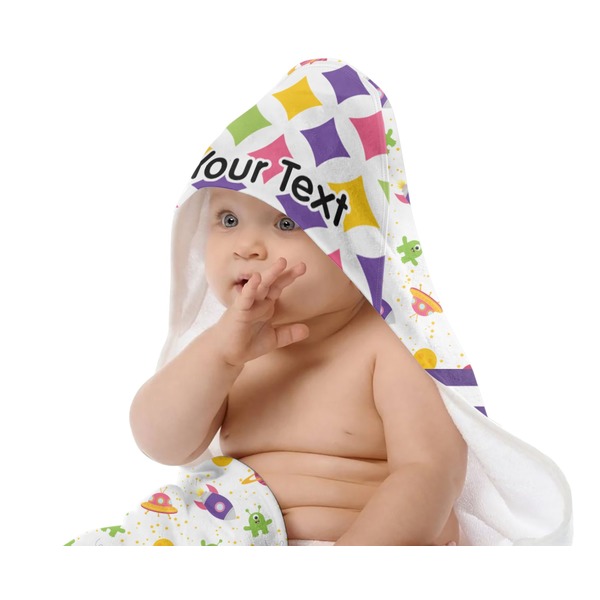 Girl's Space & Geometric Print Baby Hooded Towel on Child