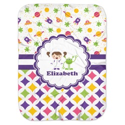 Girl's Space & Geometric Print Baby Swaddling Blanket (Personalized)