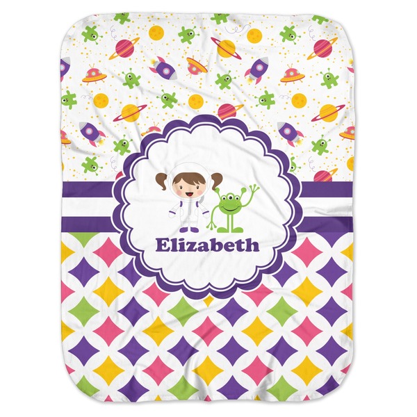 Custom Girl's Space & Geometric Print Baby Swaddling Blanket (Personalized)