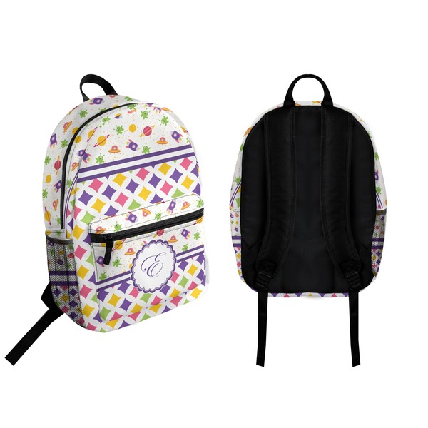 Girl's Space & Geometric Print Backpack front and back - Apvl