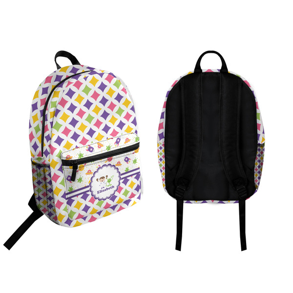 Girl's Space & Geometric Print Backpack front and back - Apvl