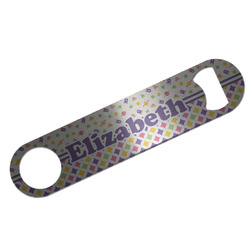 Girl's Space & Geometric Print Bar Bottle Opener - Silver w/ Name or Text