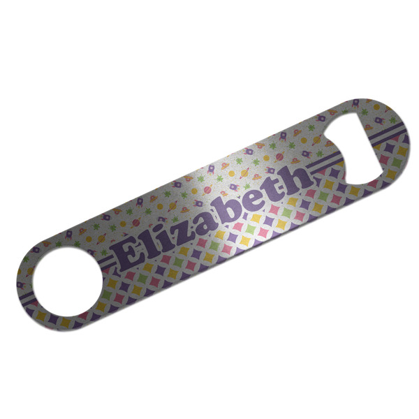 Girl's Space & Geometric Print Bar Opener - Silver - Front