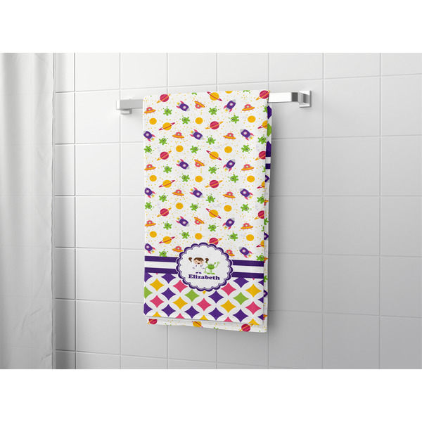 Girl's Space & Geometric Print Bath Towel - LIFESTYLE