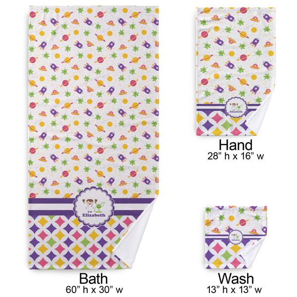Girl's Space & Geometric Print Bath Towel Sets - 3-piece - Approval