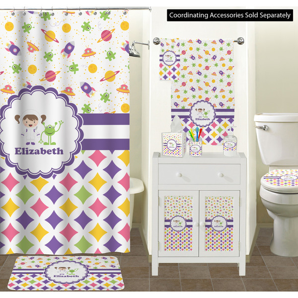 Girl's Space & Geometric Print Bathroom Scene