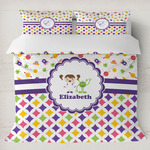 Girl's Space & Geometric Print Duvet Cover Set - King (Personalized)