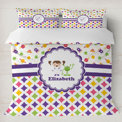 Girl's Space & Geometric Print Duvet Cover Set - King (Personalized)