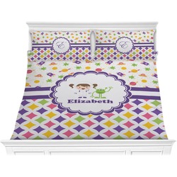 Girl's Space & Geometric Print Comforter Set - King (Personalized)
