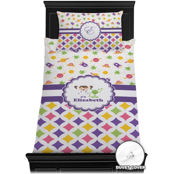 Girl's Space & Geometric Print Bedding Set (Twin) - Duvet
