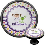 Girl's Space & Geometric Print Cabinet Knob (Black) (Personalized)