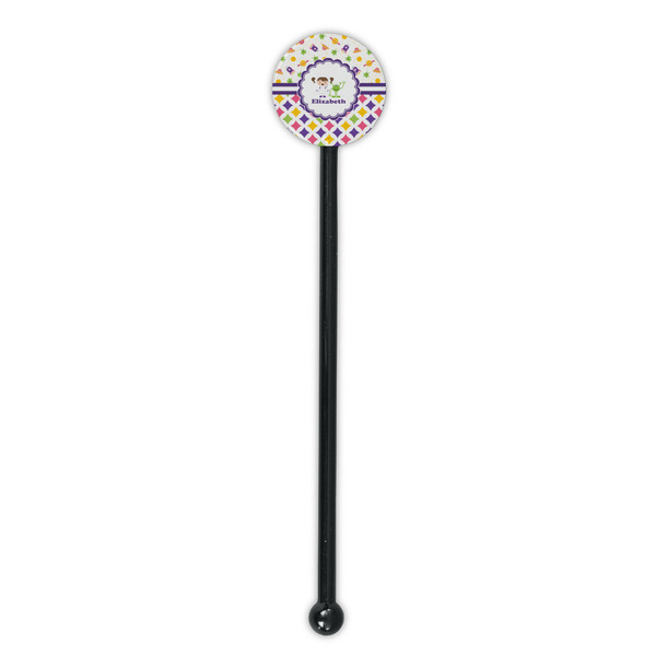 Girl's Space & Geometric Print Black Plastic 5.5" Stir Stick - Round - Single Stick