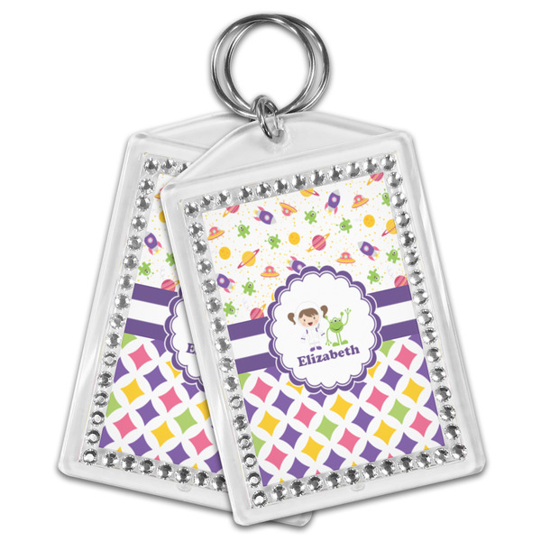 Girl's Space & Geometric Print Bling Keychain - MAIN
