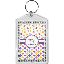 Girl's Space & Geometric Print Bling Keychain (Personalized)