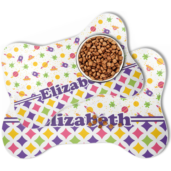 Girl's Space & Geometric Print Bone Shaped Dog Mats - MAIN