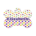 Girl's Space & Geometric Print Bone Shaped Dog ID Tag - Small (Personalized)