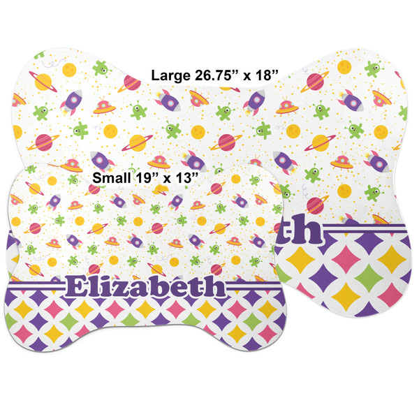 Girl's Space & Geometric Print Bone Shaped Mat Comparison