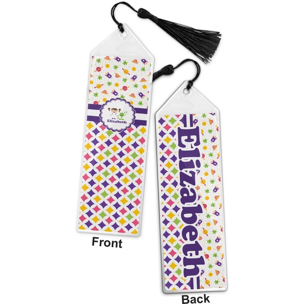 Girl's Space & Geometric Print Bookmark with tassel - Front and Back