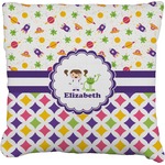 Girl's Space & Geometric Print Faux-Linen Throw Pillow 16" (Personalized)