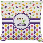 Girl's Space & Geometric Print Faux-Linen Throw Pillow 18" (Personalized)