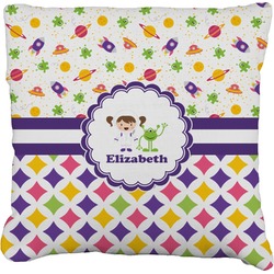 Girl's Space & Geometric Print Faux-Linen Throw Pillow 18" (Personalized)