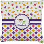 Girl's Space & Geometric Print Faux-Linen Throw Pillow 20" (Personalized)
