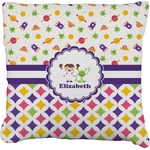 Girl's Space & Geometric Print Faux-Linen Throw Pillow 26" (Personalized)