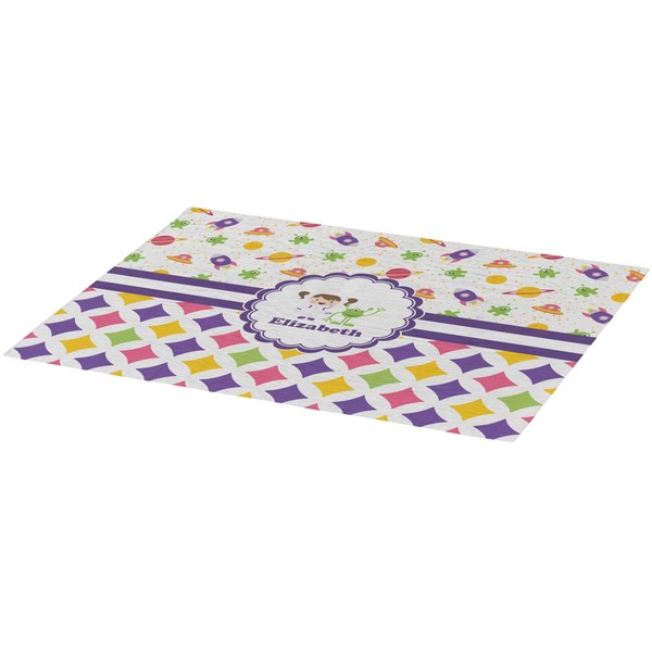 Girl's Space & Geometric Print Burlap Placemat (Angle View)