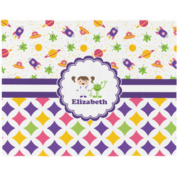 Girl's Space & Geometric Print Woven Fabric Placemat - Twill w/ Name or Text